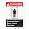 Signmission ANSI Danger Sign, Confined Space Entry Permit Required, 10in X 7in Decal, 7" H, 10" W, Landscape OS-DS-D-710-L-19818 - alternate 1